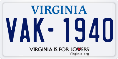 VA license plate VAK1940