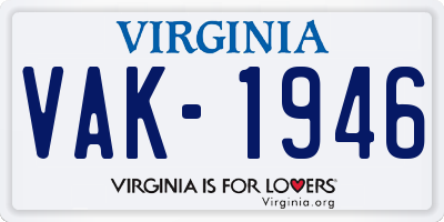 VA license plate VAK1946