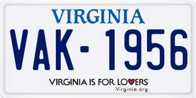 VA license plate VAK1956