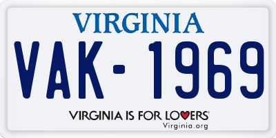 VA license plate VAK1969