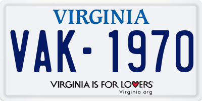 VA license plate VAK1970