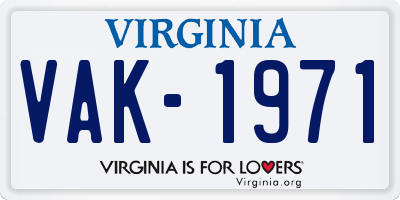 VA license plate VAK1971