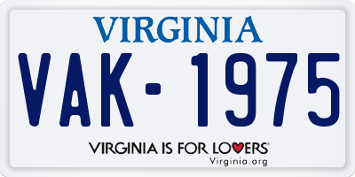 VA license plate VAK1975
