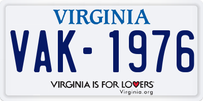 VA license plate VAK1976
