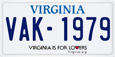 VA license plate VAK1979