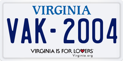 VA license plate VAK2004