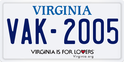 VA license plate VAK2005