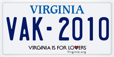 VA license plate VAK2010