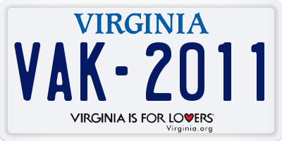 VA license plate VAK2011