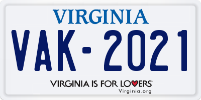 VA license plate VAK2021