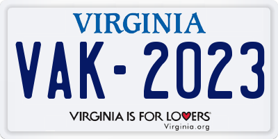 VA license plate VAK2023