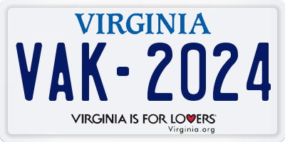 VA license plate VAK2024