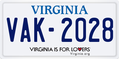 VA license plate VAK2028