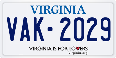 VA license plate VAK2029