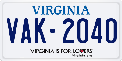 VA license plate VAK2040