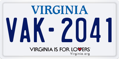 VA license plate VAK2041