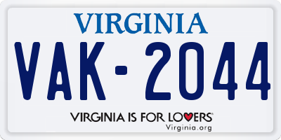 VA license plate VAK2044