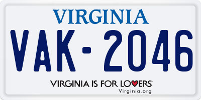 VA license plate VAK2046