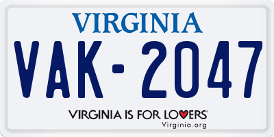 VA license plate VAK2047