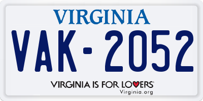 VA license plate VAK2052