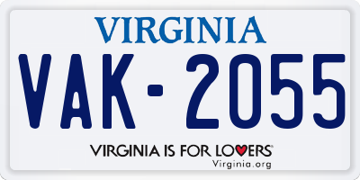 VA license plate VAK2055