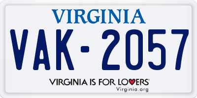 VA license plate VAK2057