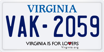 VA license plate VAK2059