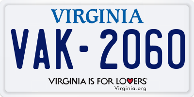 VA license plate VAK2060