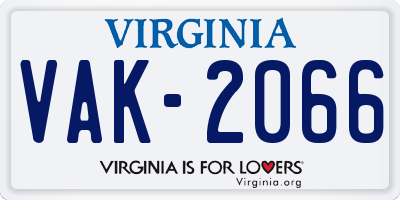 VA license plate VAK2066
