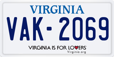 VA license plate VAK2069