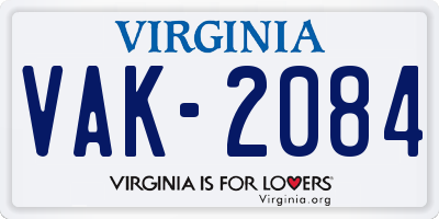 VA license plate VAK2084