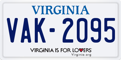 VA license plate VAK2095