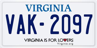 VA license plate VAK2097
