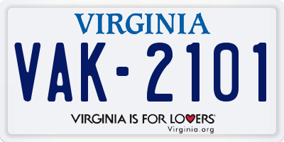 VA license plate VAK2101