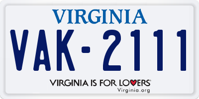 VA license plate VAK2111