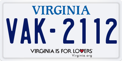 VA license plate VAK2112