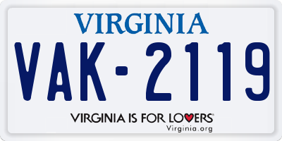 VA license plate VAK2119