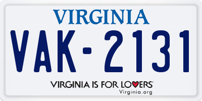 VA license plate VAK2131