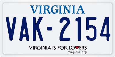 VA license plate VAK2154