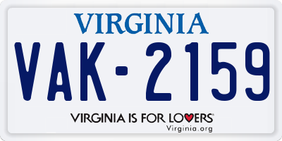 VA license plate VAK2159
