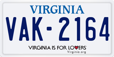 VA license plate VAK2164