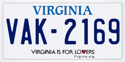 VA license plate VAK2169