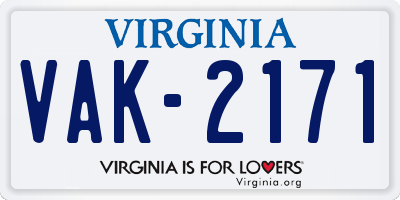 VA license plate VAK2171