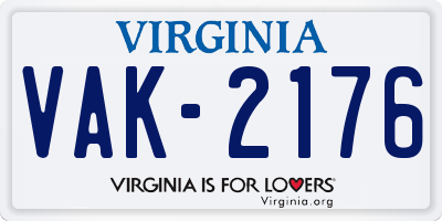 VA license plate VAK2176