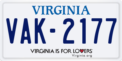 VA license plate VAK2177