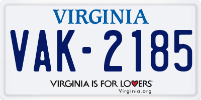 VA license plate VAK2185