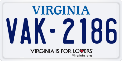 VA license plate VAK2186