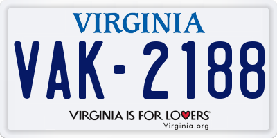 VA license plate VAK2188