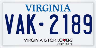 VA license plate VAK2189