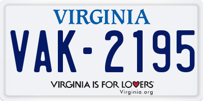 VA license plate VAK2195